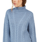 Crave Fame Juniors' Turtleneck Cable Knit Sweater Blue Size Medium