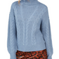 Crave Fame Juniors' Turtleneck Cable Knit Sweater Blue Size Medium