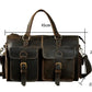 Vintage Crazy Horse Leather Satchel Bag with Brass Hardware