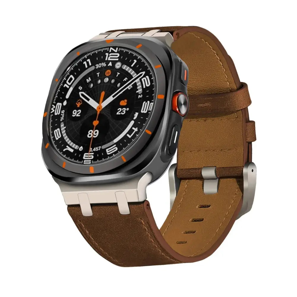 Premium Crazy Horse Leather Watch Strap with Silver Buckle