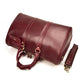 Burgundy Crazy Horse Leather Duffel Tote Bag