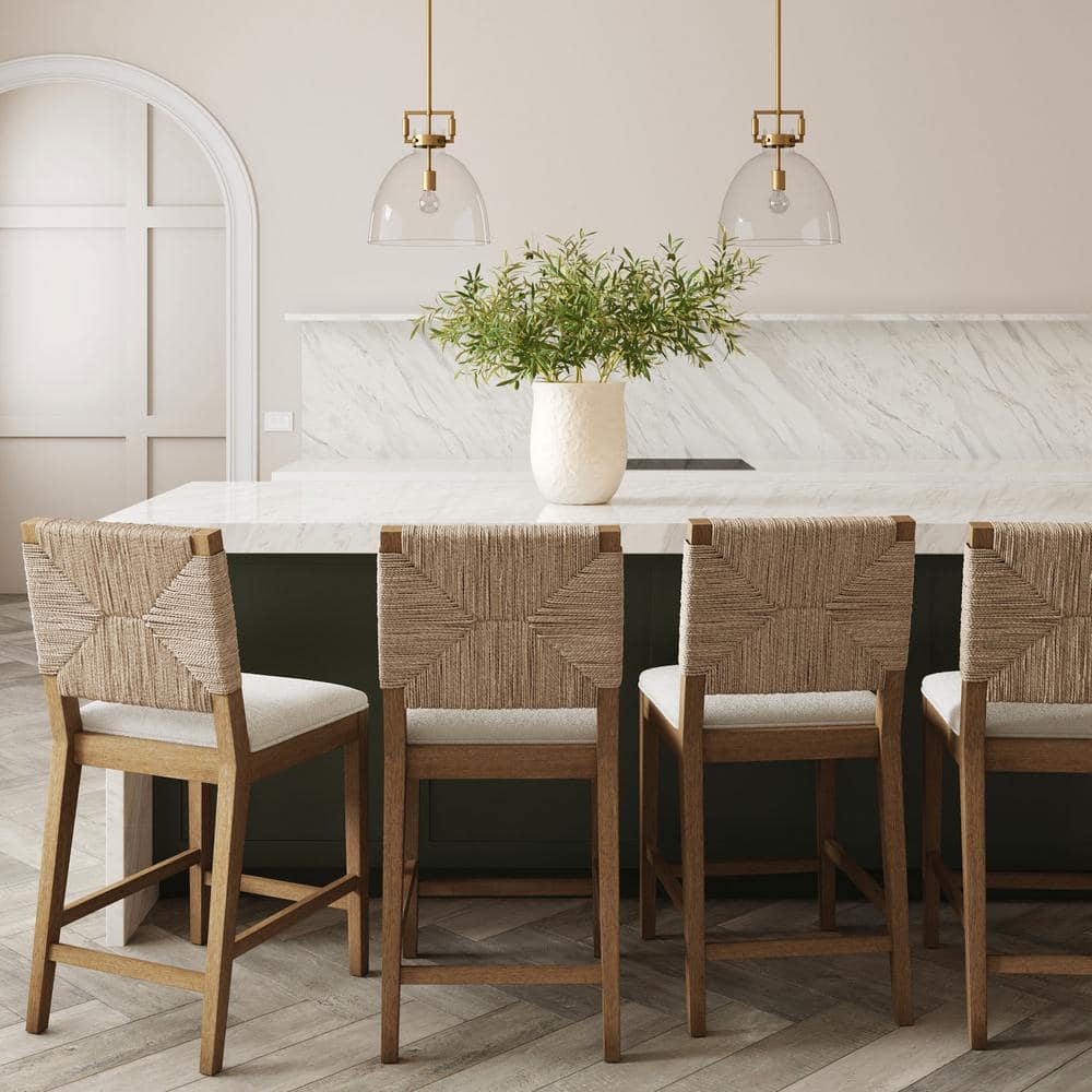 Nathan James Set of 4 Beacon Seagrass Counter Height Barstools