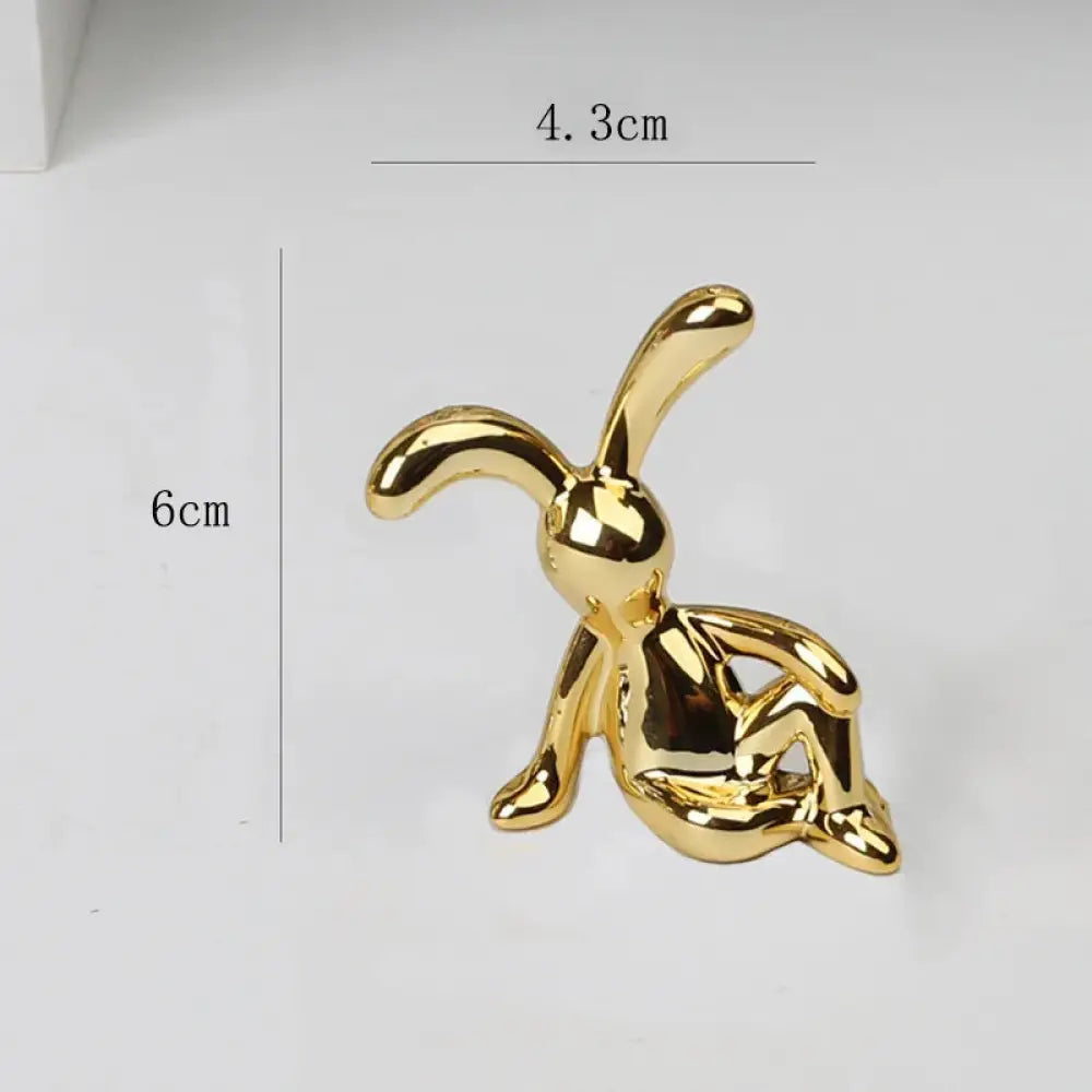 Minimalist Golden Long Eared Rabbit Figurine Decor