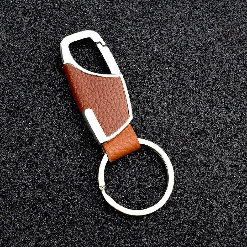 Premium Leather and Metal Carabiner Car Keychain
