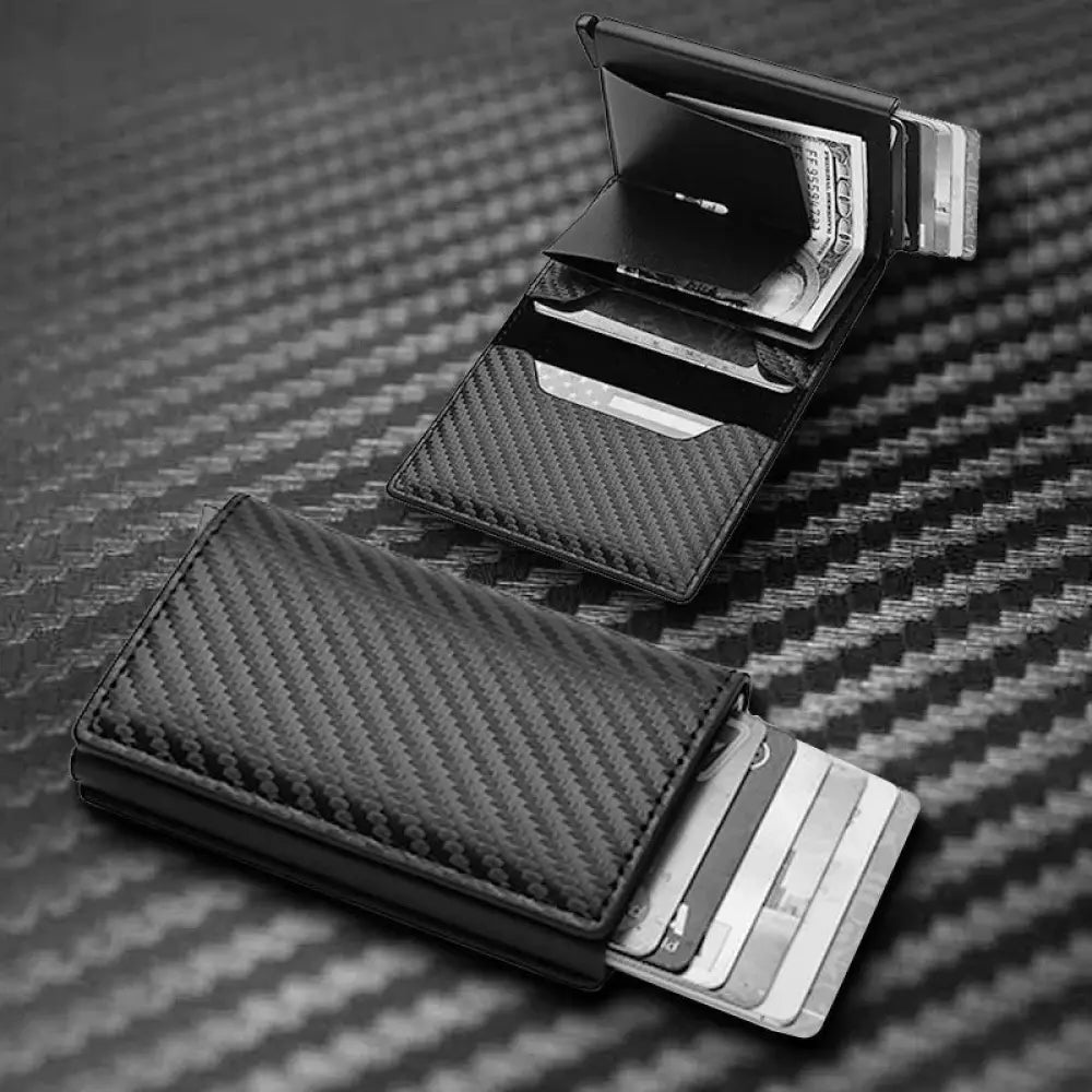Smart Minimalist Rfid Carbon Fiber Card Holder Wallet