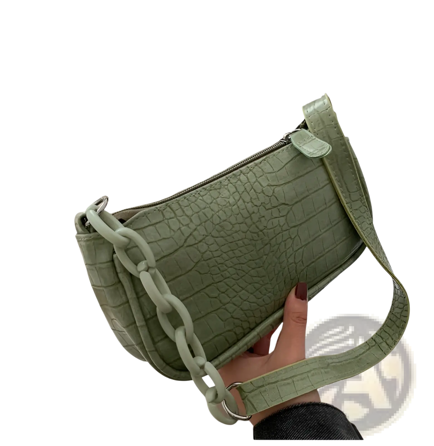 Croc Embossed Chain Shoulder Bag for Women