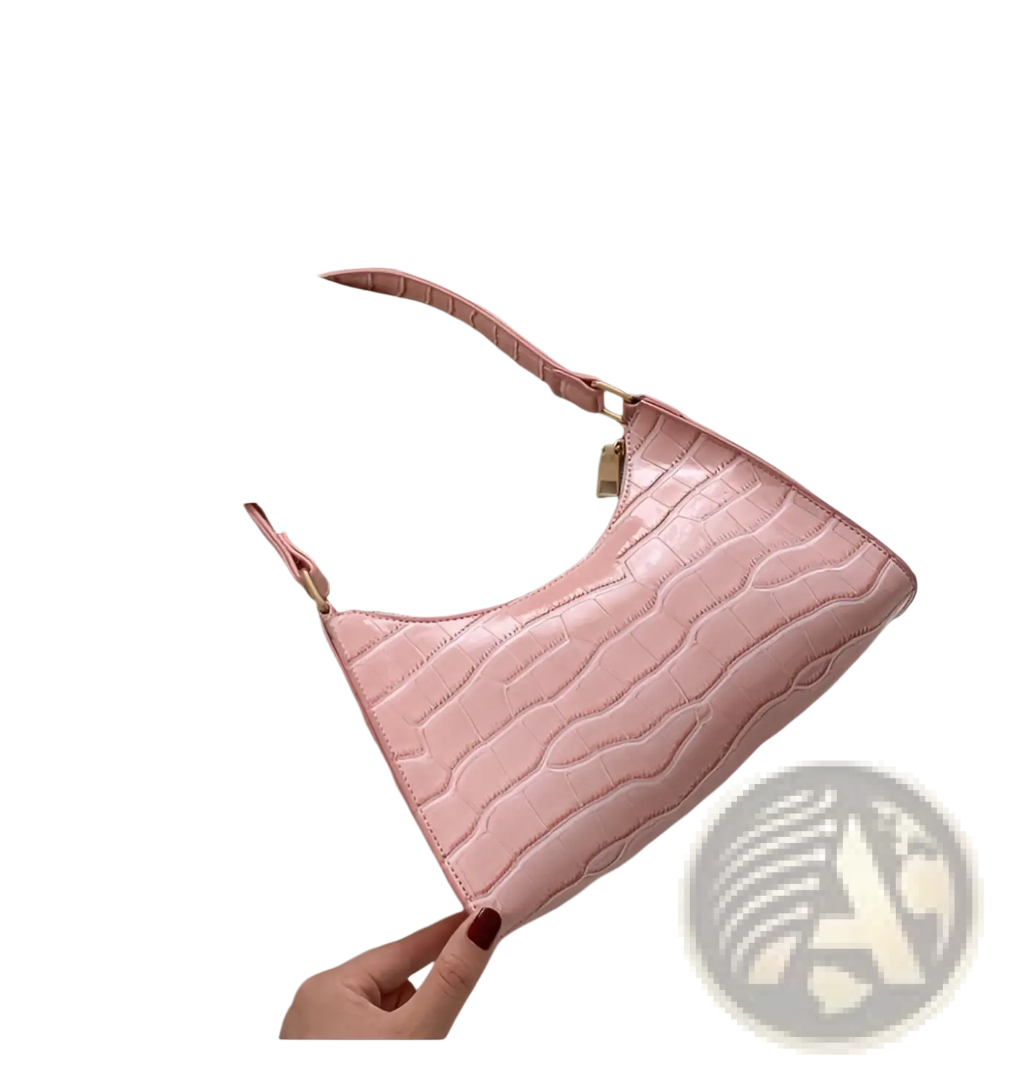 Crocodile Embossed Pu Leather Crescent Messenger Bag