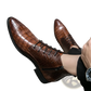 Crocodile Pattern Leather Pointed Toe Ankle Boots