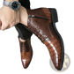 Crocodile Pattern Leather Pointed Toe Ankle Boots
