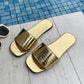 Crocodile Textured Square Toe Flat Beach Sandals