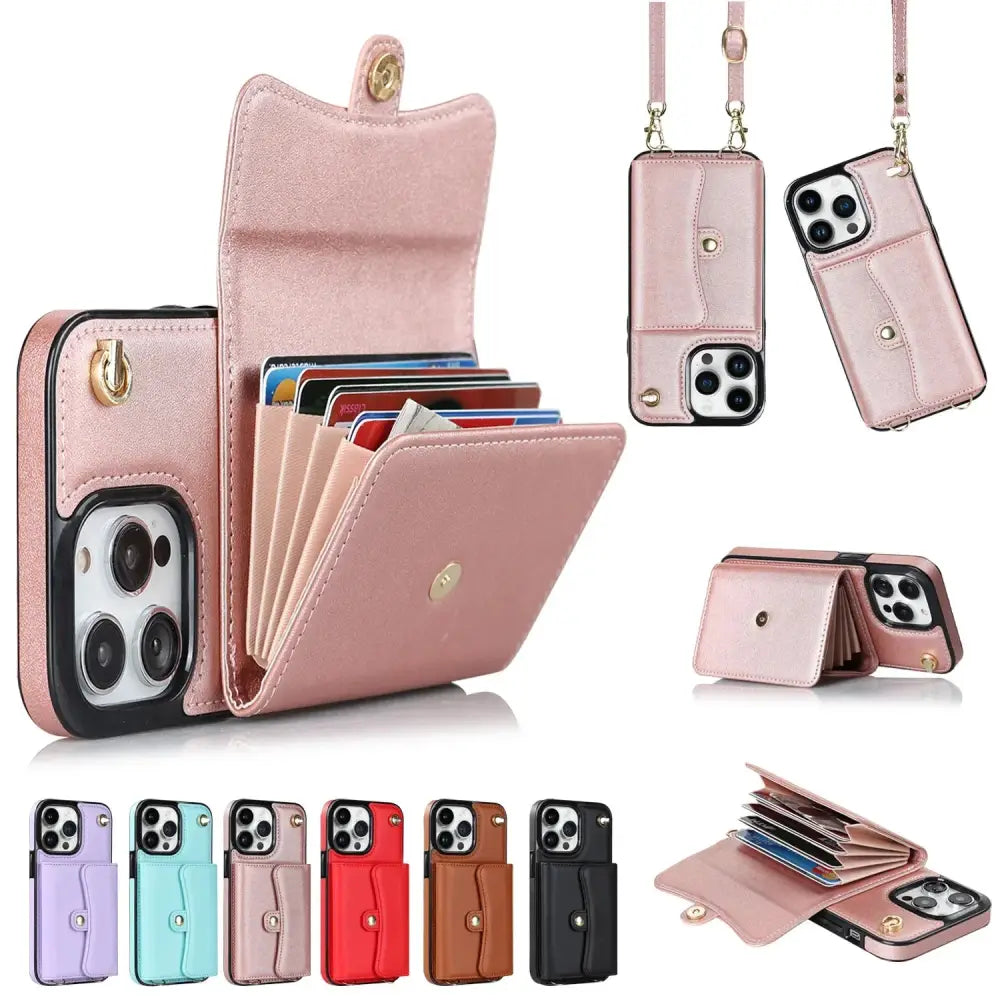 Leather Crossbody Phone Wallet with Card Holder