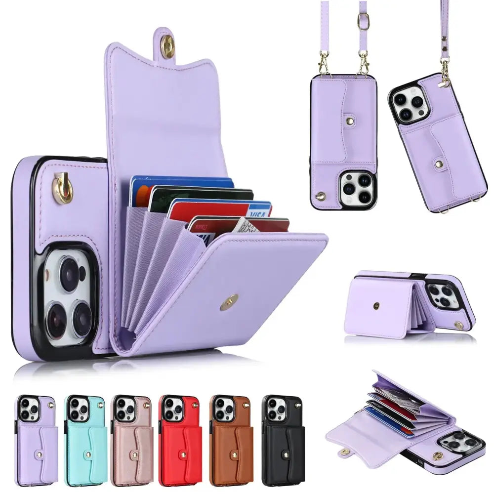 Leather Crossbody Phone Wallet with Card Holder