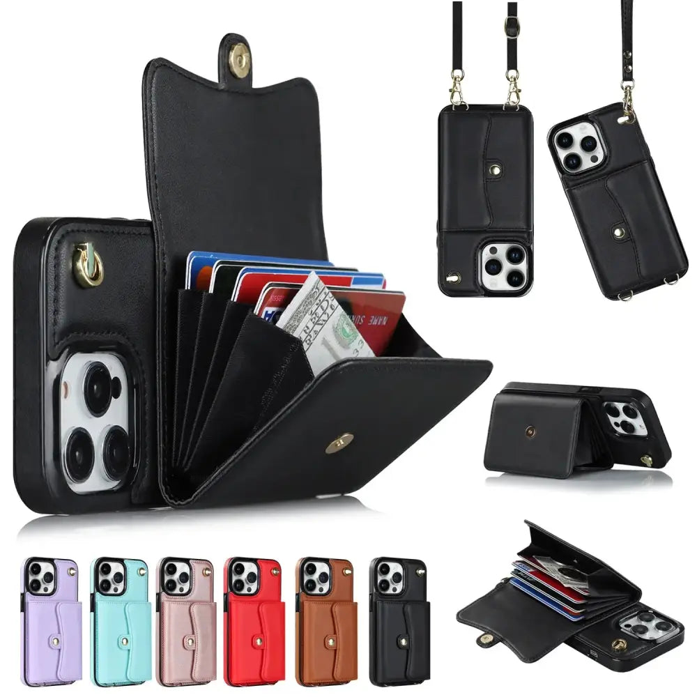 Leather Crossbody Phone Wallet with Card Holder