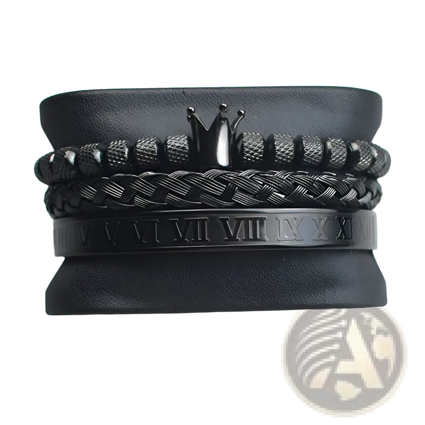Crown Royal Diamond Beaded Bracelet Set with Braided Bands