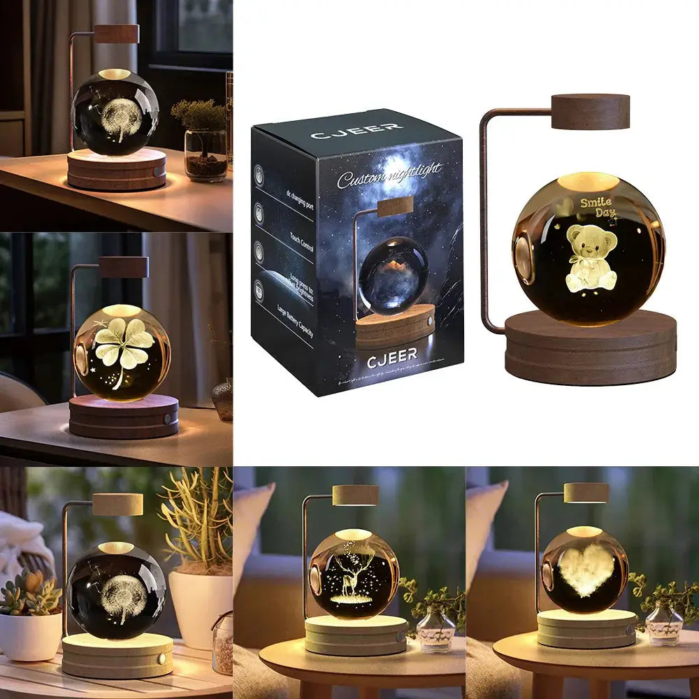3d Crystal Ball Dinosaur Night Light Usb Bedside Lamp