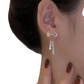 Crystal Bow and Pearl Dangle Earrings in Gold