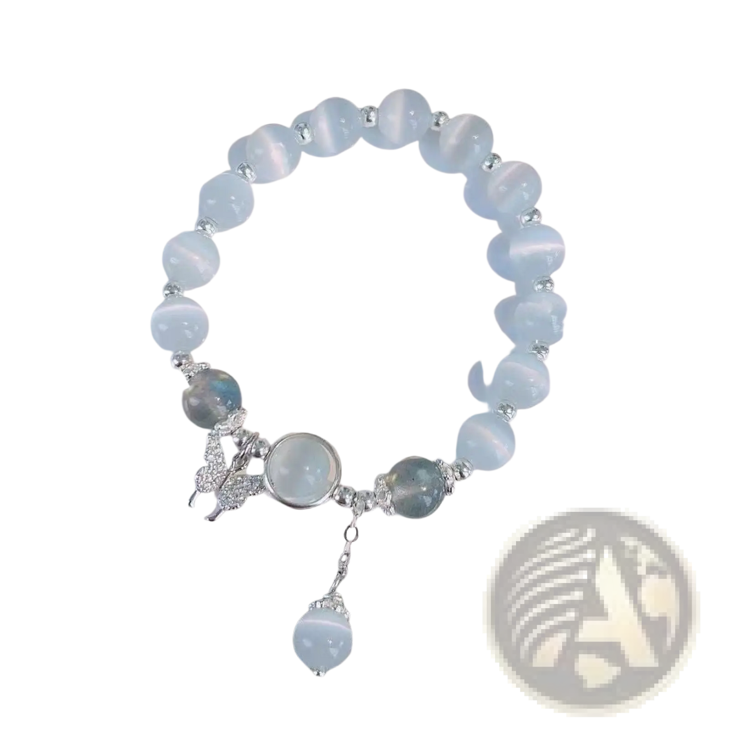 Crystal Butterfly Cat’s Eye Bead Bracelet