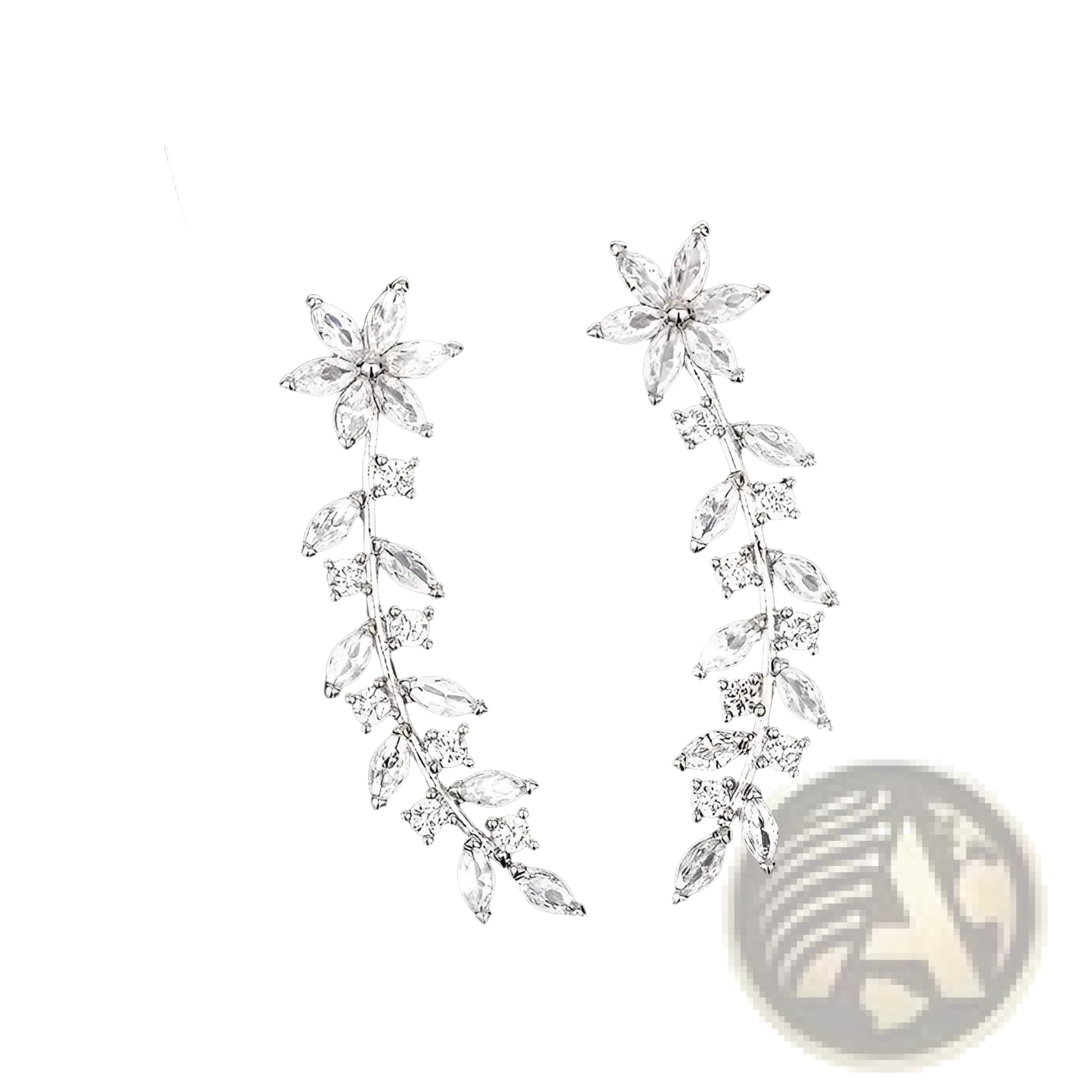 Crystal Floral Vine Ear Climber Earrings for Women