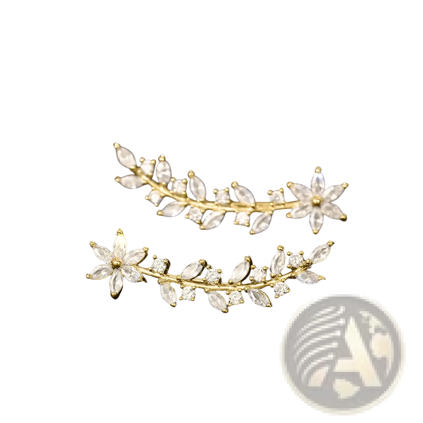 Crystal Floral Vine Ear Climber Earrings for Women