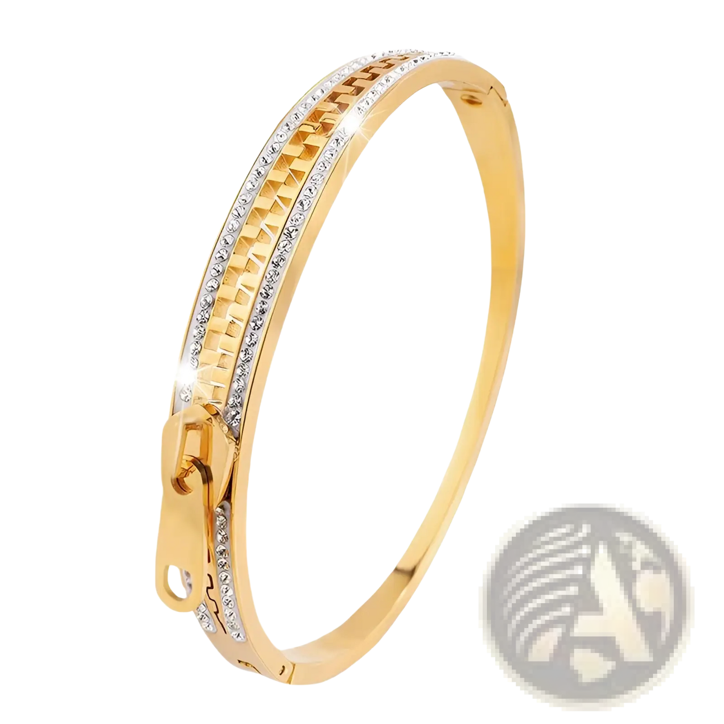 Crystal Interlocking Titanium Steel Zipper Bangle Bracelet