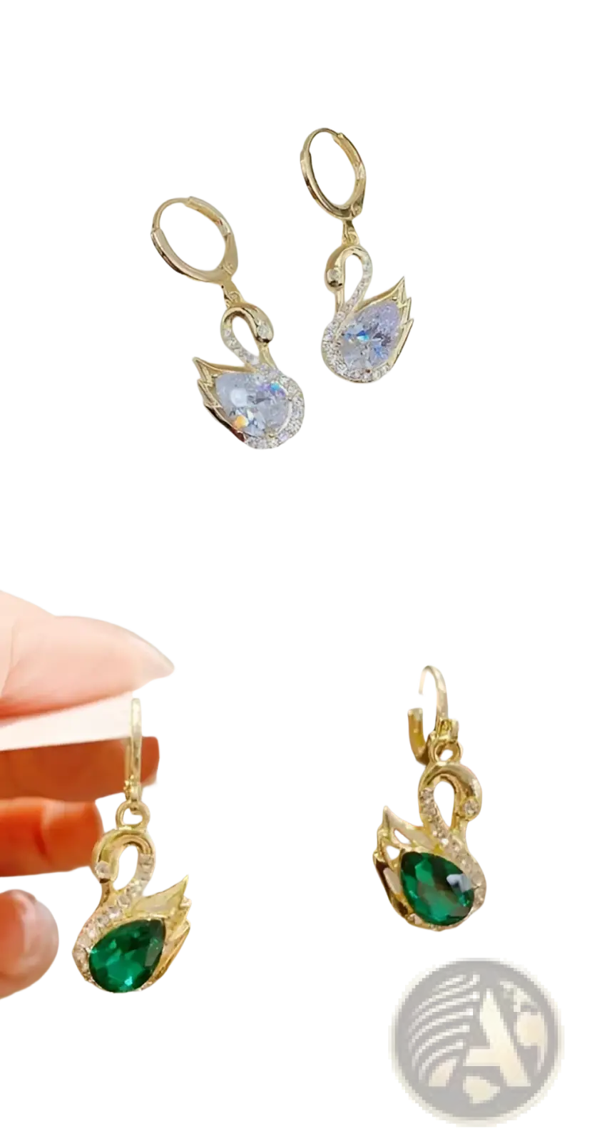 Crystal Rhinestone Swan Drop Earrings for Women