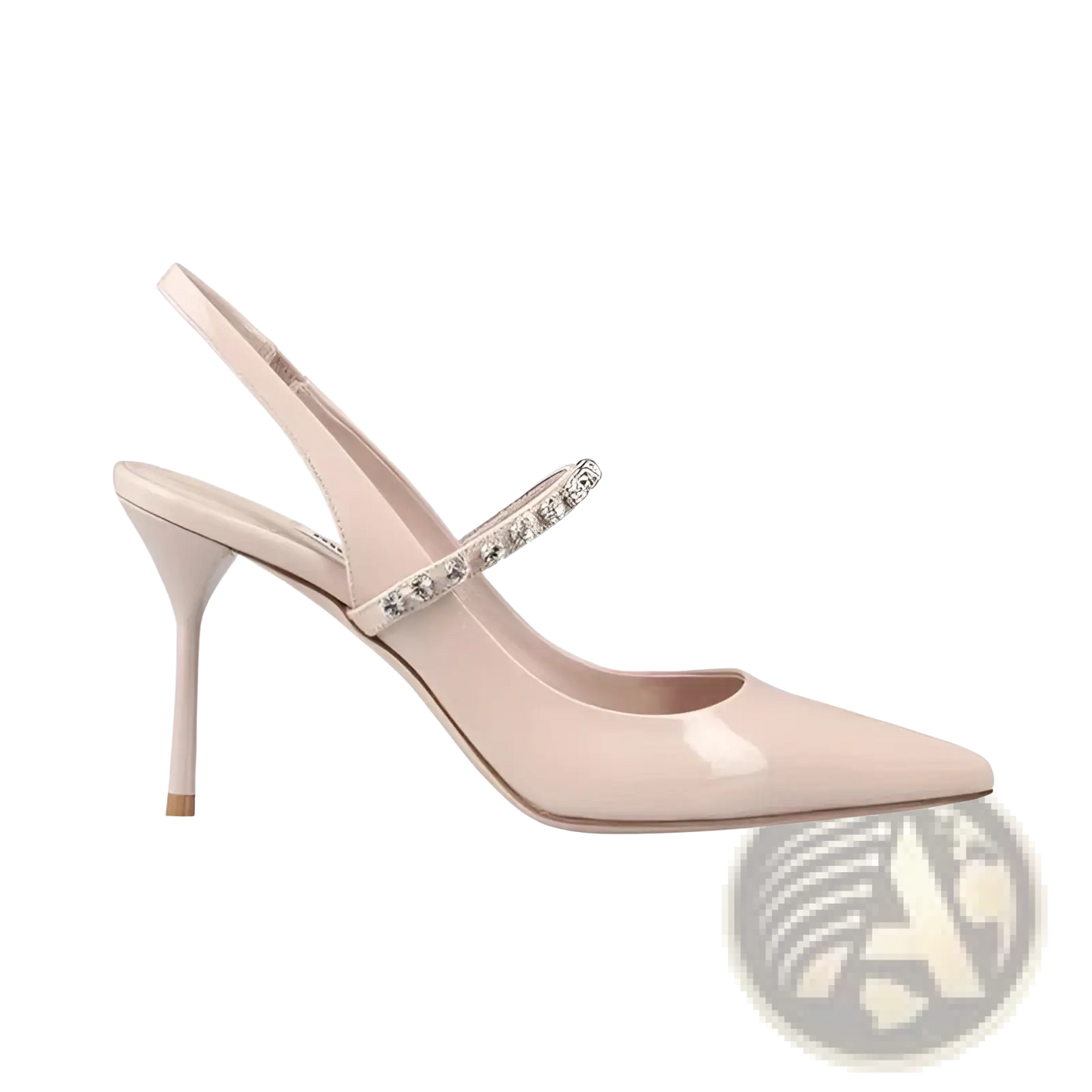 Crystal Satin Slingback Pointed Toe High Heels
