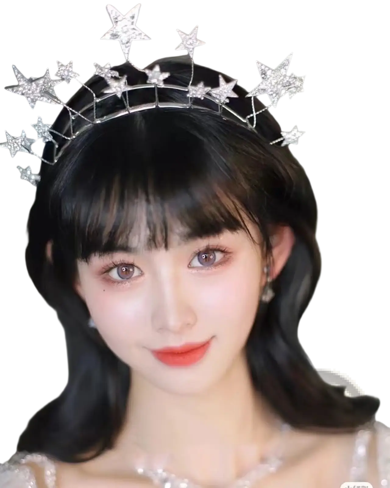 Crystal Star Bridal Tiara Silver Rhinestone Wedding Crown
