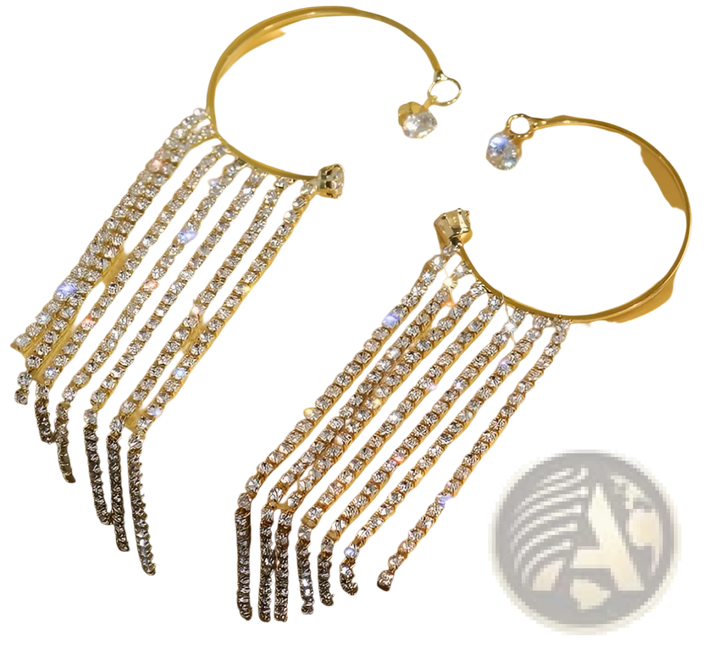 Crystal Tassel 14k Gold Plated Long Drop Earrings