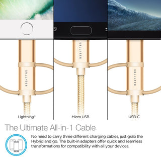 Cellvare Hybrid USB 3 in 1 Braided Cable High-Speed Fast Data Transfer Compatible w/ Google Samsung