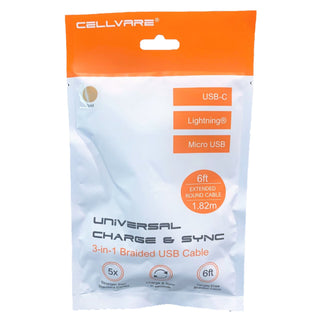 Cellvare Hybrid USB 3 in 1 Braided Cable High-Speed Fast Data Transfer Compatible w/ Google Samsung