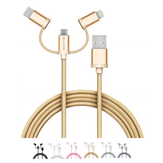 Cellvare Hybrid USB 3 in 1 Braided Cable High-Speed Fast Data Transfer Compatible w/ Google Samsung