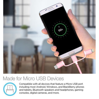 Cellvare Hybrid USB 3 in 1 Braided Cable High-Speed Fast Data Transfer Compatible w/ Google Samsung