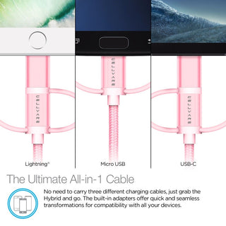 Cellvare Hybrid USB 3 in 1 Braided Cable High-Speed Fast Data Transfer Compatible w/ Google Samsung