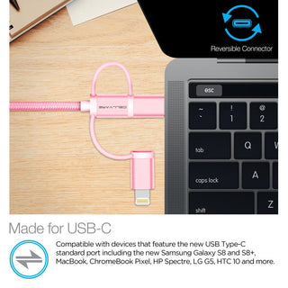 Cellvare Hybrid USB 3 in 1 Braided Cable High-Speed Fast Data Transfer Compatible w/ Google Samsung