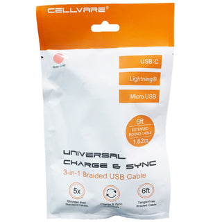 Cellvare Hybrid USB 3 in 1 Braided Cable High-Speed Fast Data Transfer Compatible w/ Google Samsung