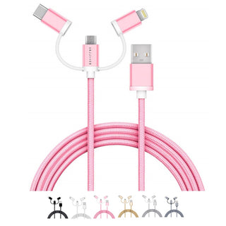Cellvare Hybrid USB 3 in 1 Braided Cable High-Speed Fast Data Transfer Compatible w/ Google Samsung