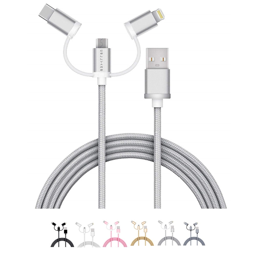 Cellvare Hybrid USB 3 in 1 Braided Cable High-Speed Fast Data Transfer Compatible w/ Google Samsung