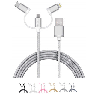 Cellvare Hybrid USB 3 in 1 Braided Cable High-Speed Fast Data Transfer Compatible w/ Google Samsung