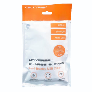 Cellvare Hybrid USB 3 in 1 Braided Cable High-Speed Fast Data Transfer Compatible w/ Google Samsung