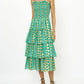 Oliphant - Smocked Tie Strap Ruffle Midi Dress