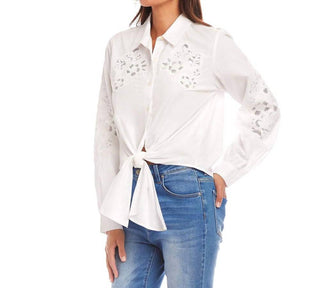 Karen Kane - Embroidered Tie Front Top