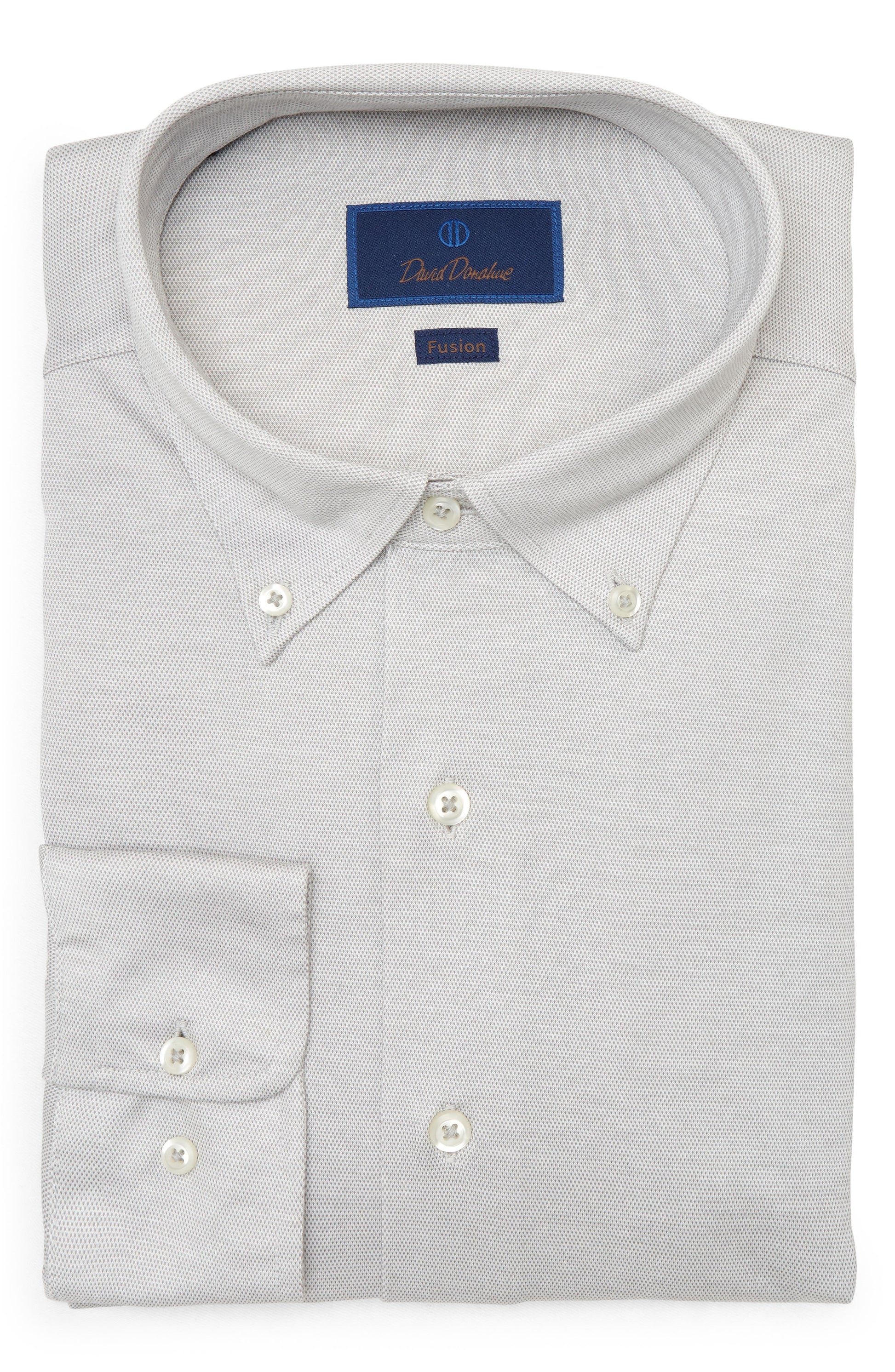david donahue trim dress shirts David Donahue - Sky Twill Contrast Dress Shirt - Trim