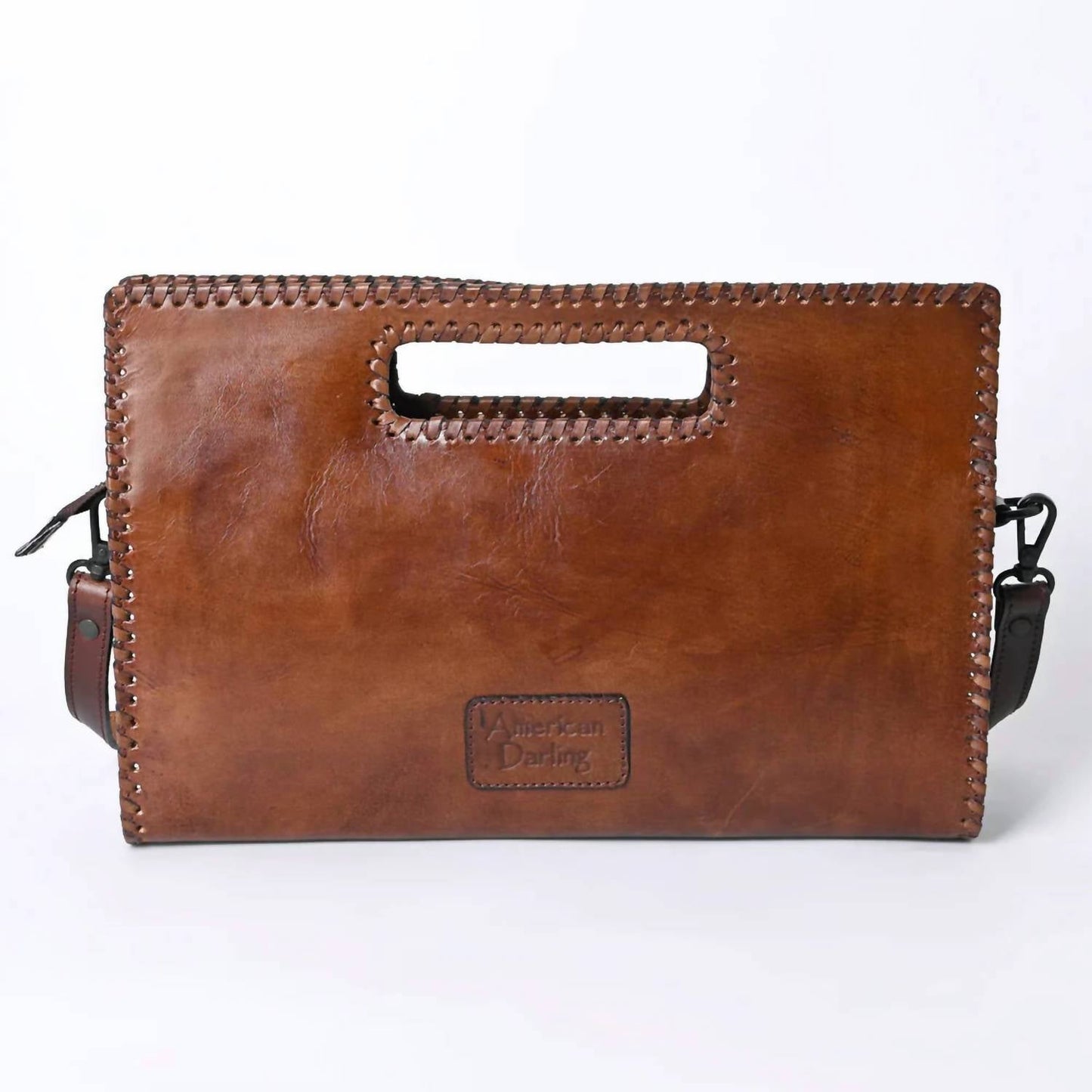 American Darling - Women's Hand-stained & Hand-tooled Leather Crossbody Clutch Bag