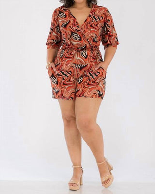 Karen T Design - Three Quarter Sleeve Patterned Romper