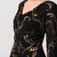 Joseph Ribkoff - Baroque Foiled Silky Knit Sheath Dress With Ornament