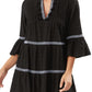 Tommy Bahama Embroidered Cotton Tier Cover-Up Dress - Black