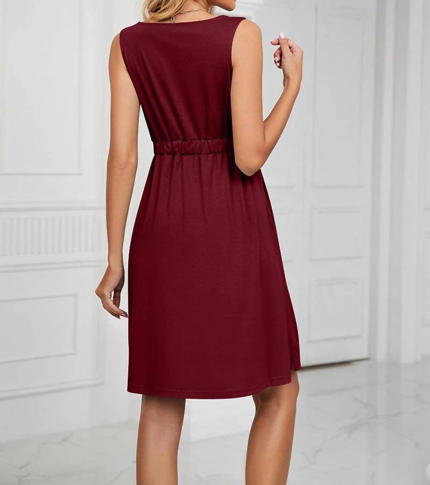Lily Clothing - Sleeveless Button Pocket Dress