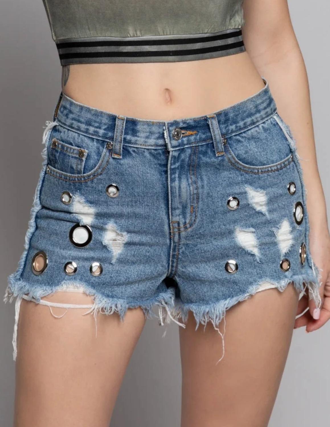 Pol - Raw Edge Denim Shorts
