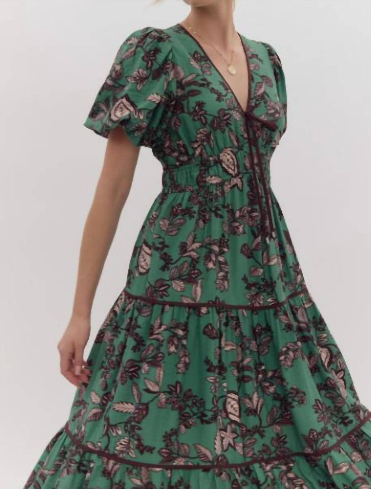 Entro - Floral Tiered Midi Dress