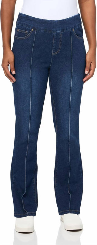 Multiples - Pull-On Pintuck Flare Leg Jeans